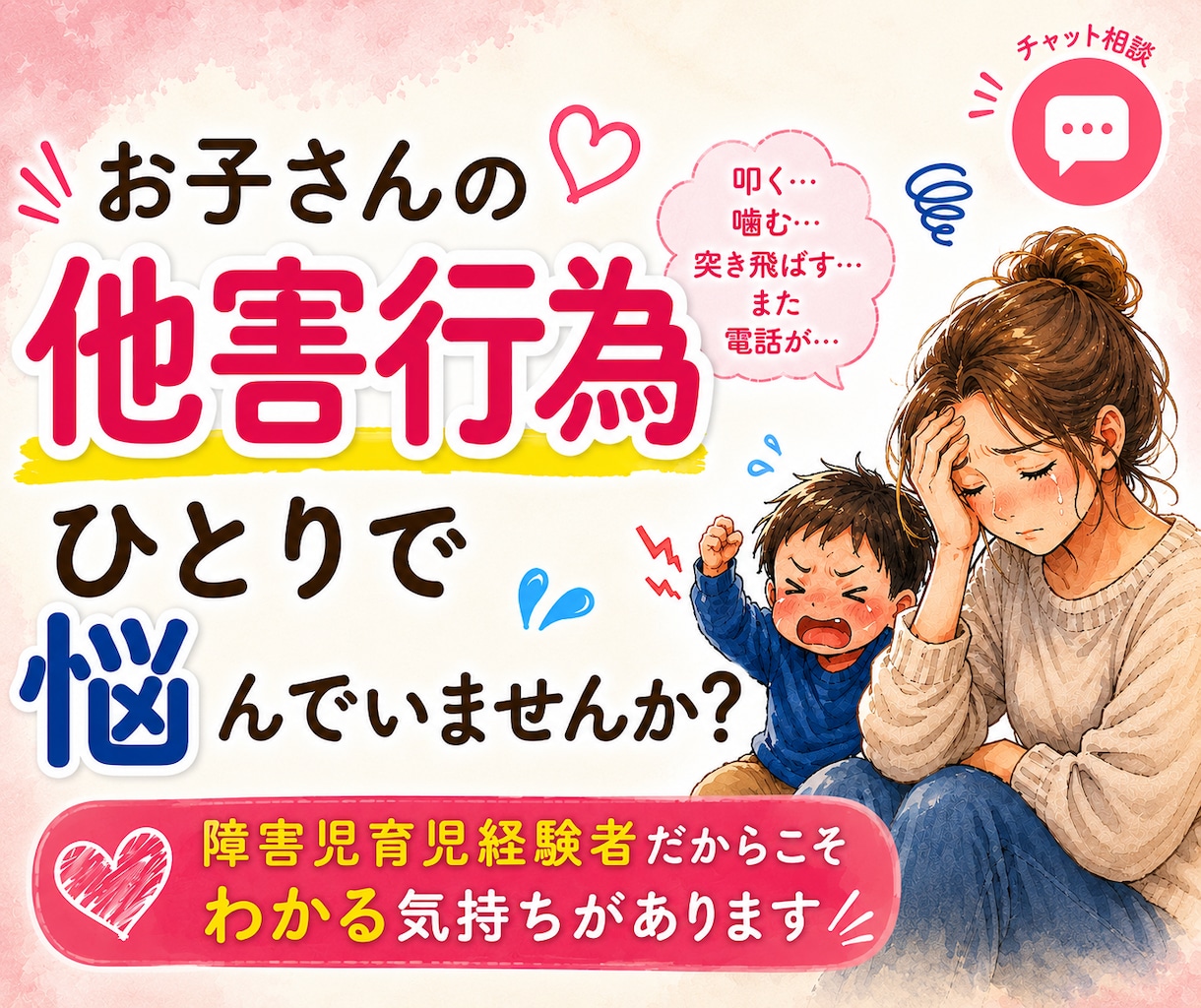 3日間お子さんの他害行為に疲れたママのお話聞きます あなたのペースで気持ちを綴れるチャット相談です イメージ1