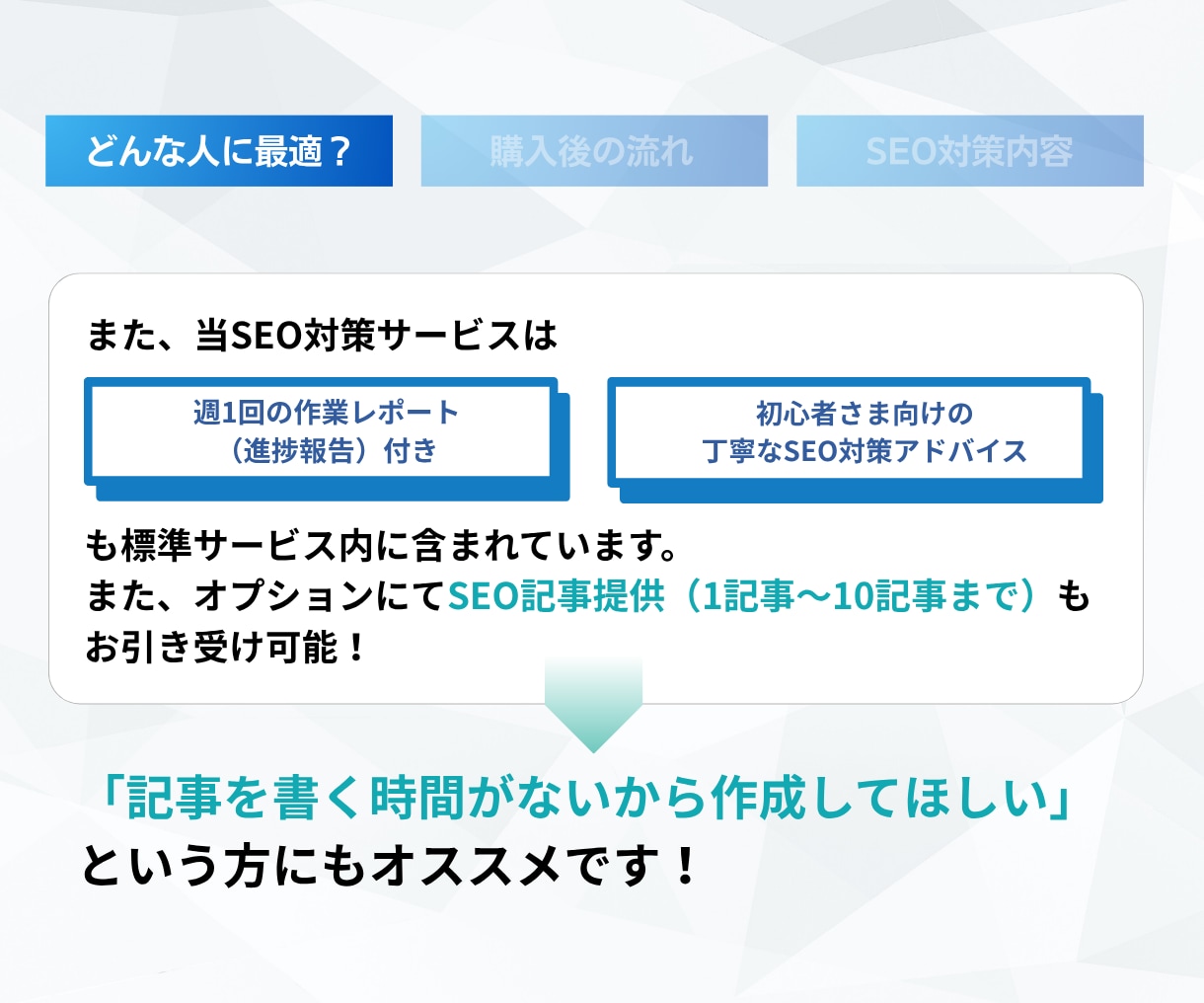ワードプレスサイトのSEO対策（内部）を行います SEO対策のアドバイス含！オプションで記事作成も可能 イメージ3