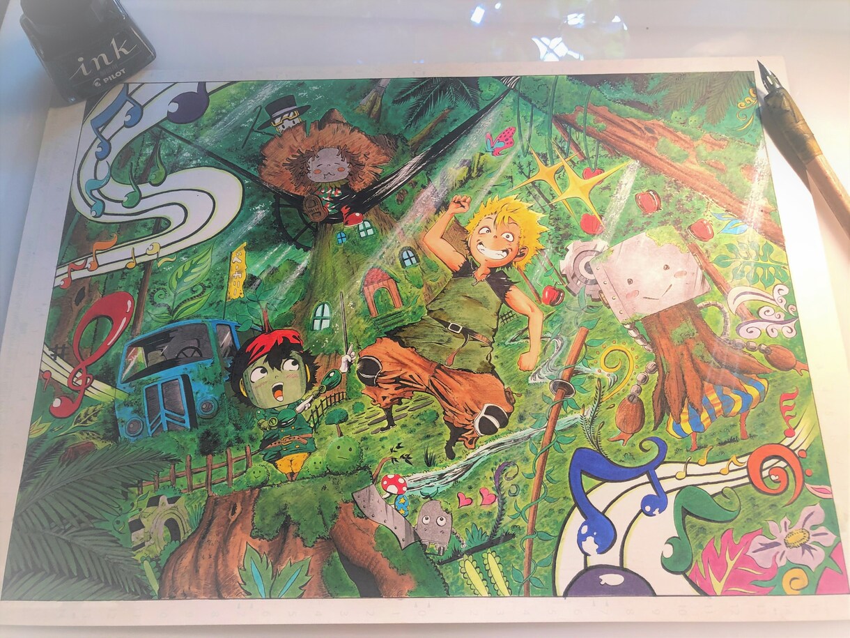 モノトーン✖フルカラー オリジナルイラスト承ります 唯一無二の生原稿にして納品します！データ化も承ります！ イメージ3