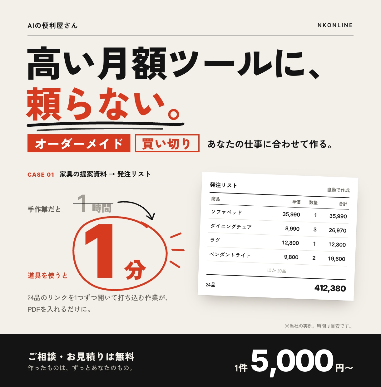 面倒な手作業をAIで自動化・効率化します AIの便利屋さん｜Canva資料の表作りなど1件5千円〜 イメージ1