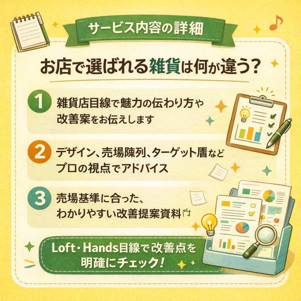 お店で選ばれる視点から商品改善を提案します Loft・Handsなど大型雑貨店視点で商品改善 イメージ2