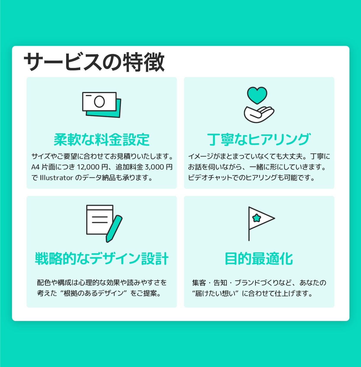 ロジカル×デザインで、“伝わるチラシ”作ります 心理分析と導線設計で、考え抜かれた戦略的なチラシをご提案! イメージ2