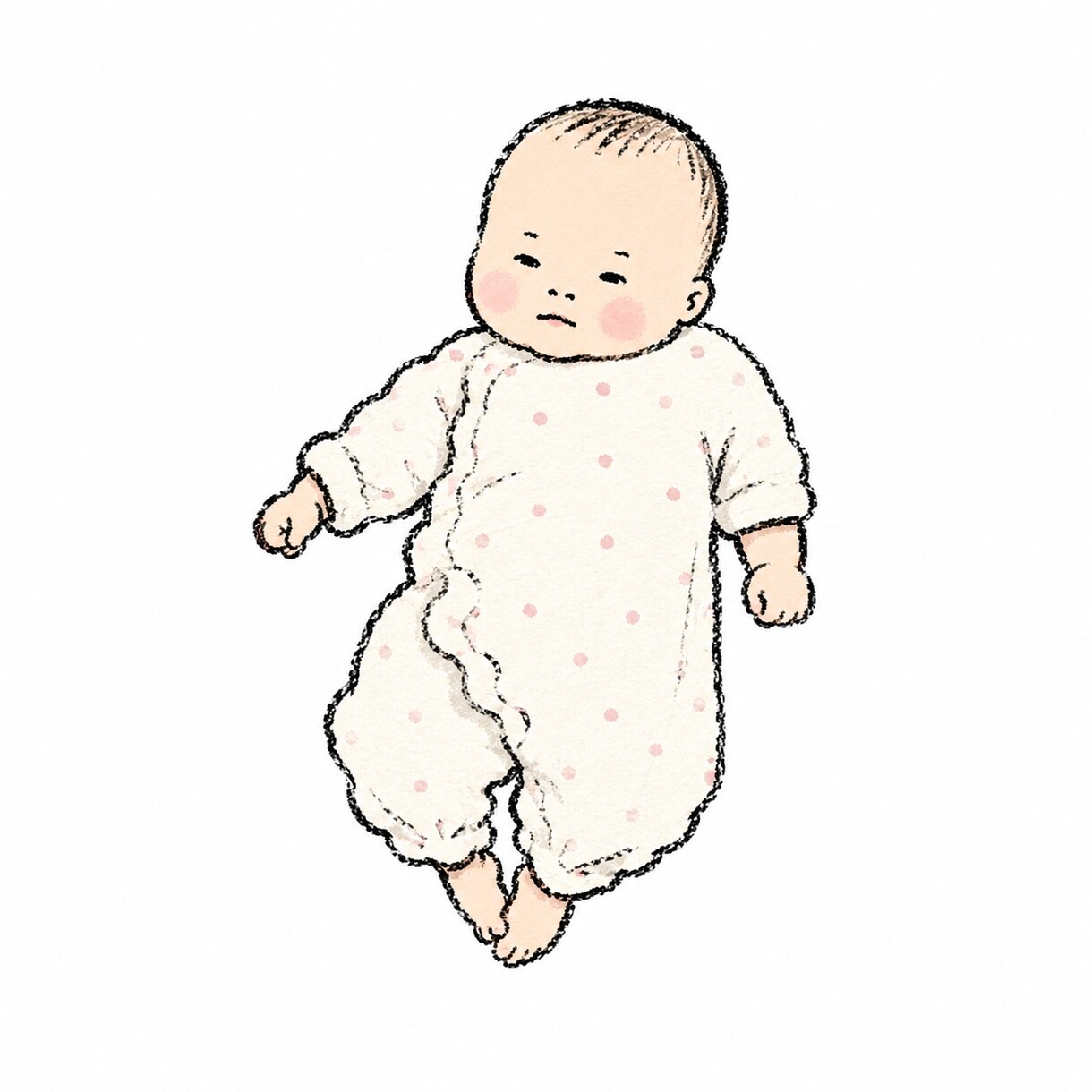 赤ちゃん（〜2歳くらい）のイラストを作成します クレヨン画の画風で一部デフォルメしたイラストを作成します イメージ3