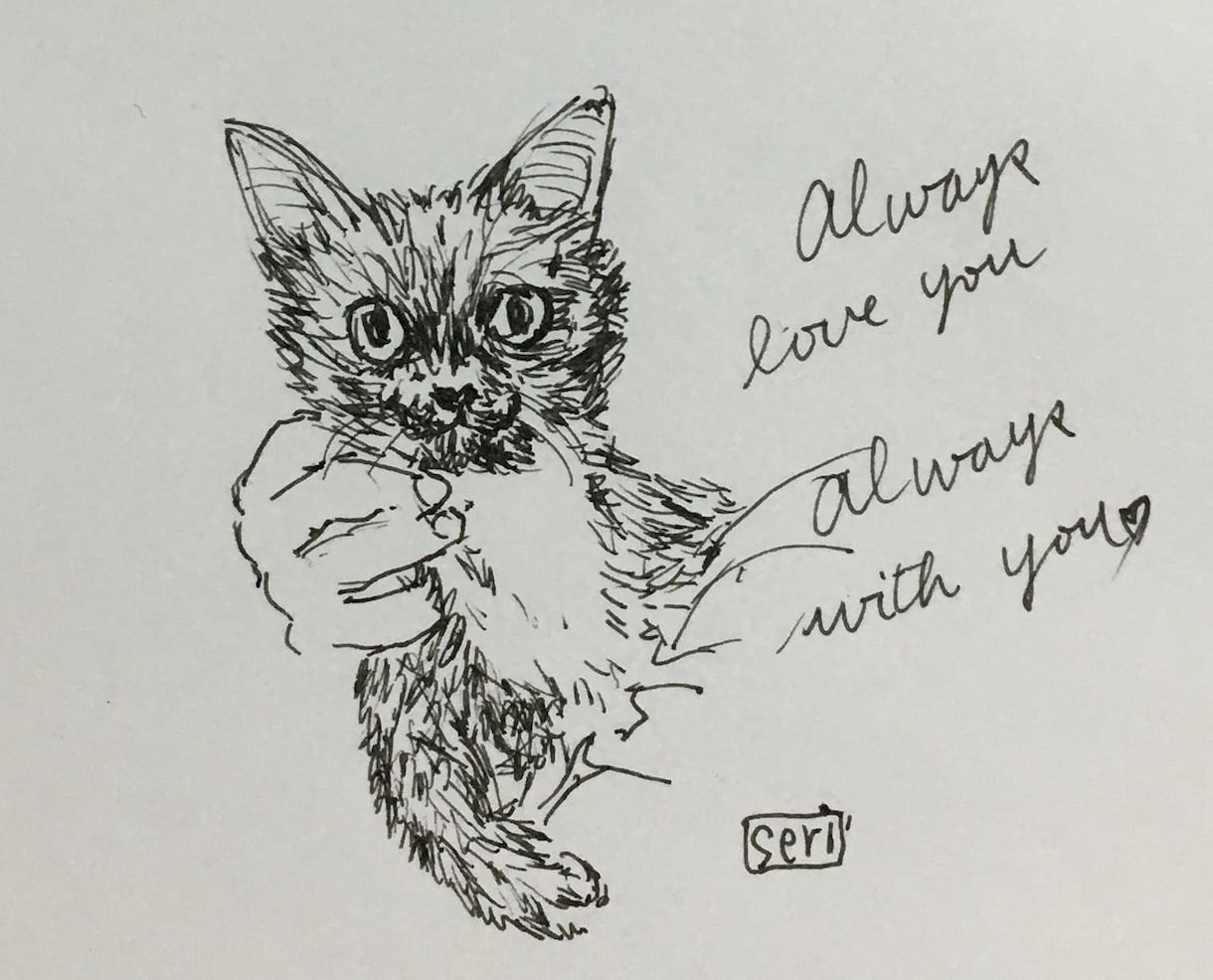 ペン画：ペット（動物）のイラストをお描きします メッセージカード、プレゼント、自宅観賞用に♡ イメージ1