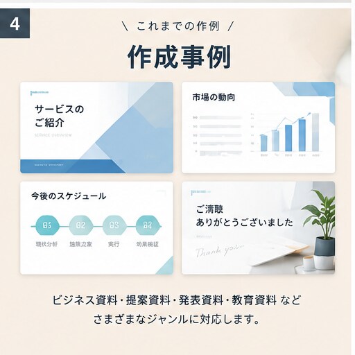 既存のPowerPoint資料を見やすく整えます 文字・色・余白を整え、読みやすく伝わる資料にします イメージ4