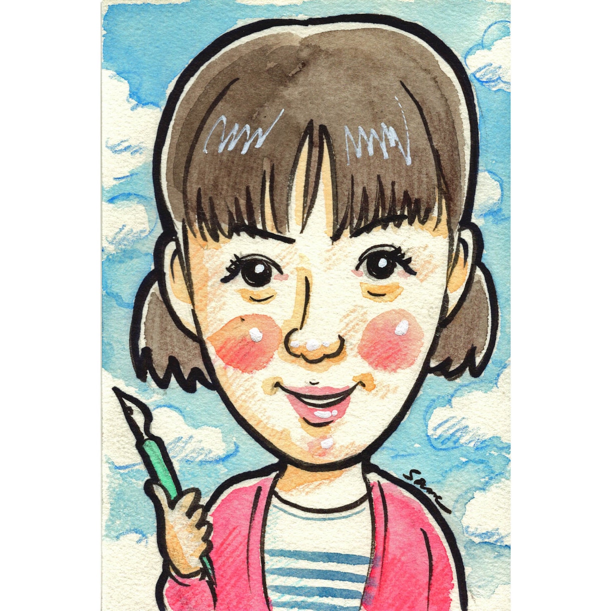 ハガキサイズの似顔絵お描きします お手頃な小さなサイズの似顔絵です。プレゼントに最適! イメージ3