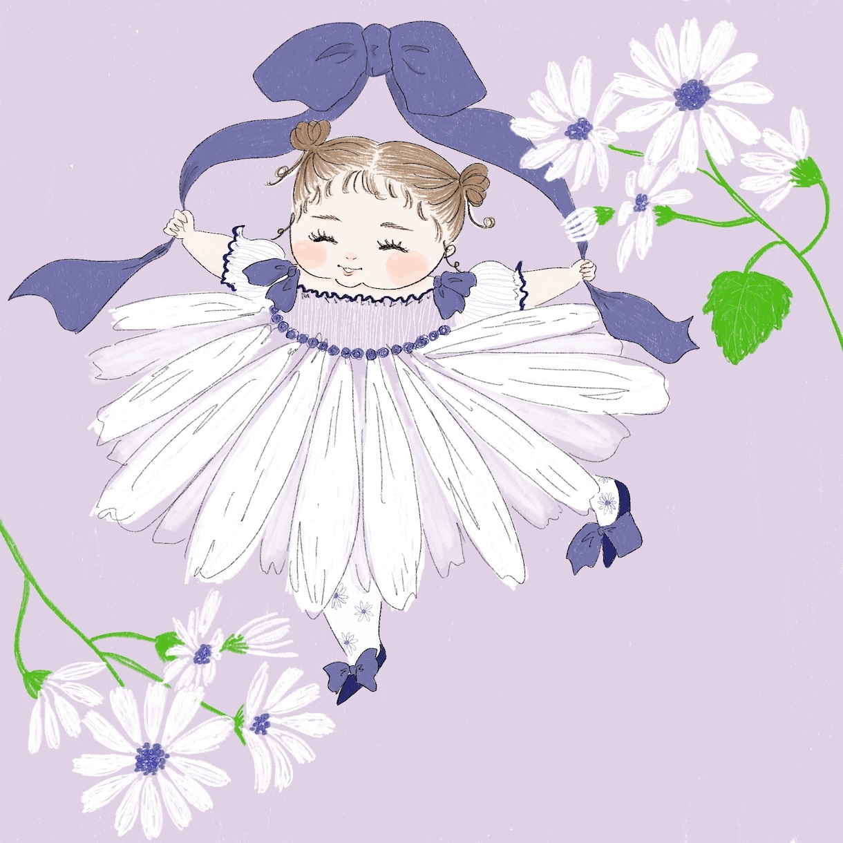 植物モチーフの絵本のようなイラストをお描きします 絵本のようなメルヘンな雰囲気のイラストです。 イメージ1