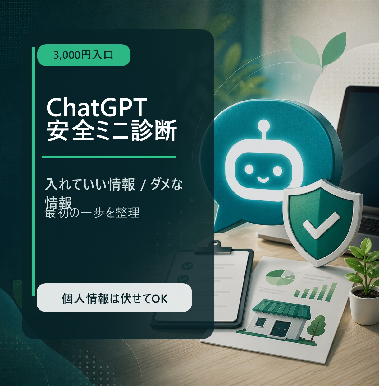 ChatGPT安全ミニ診断します 入れてはいけない情報を整理します イメージ1