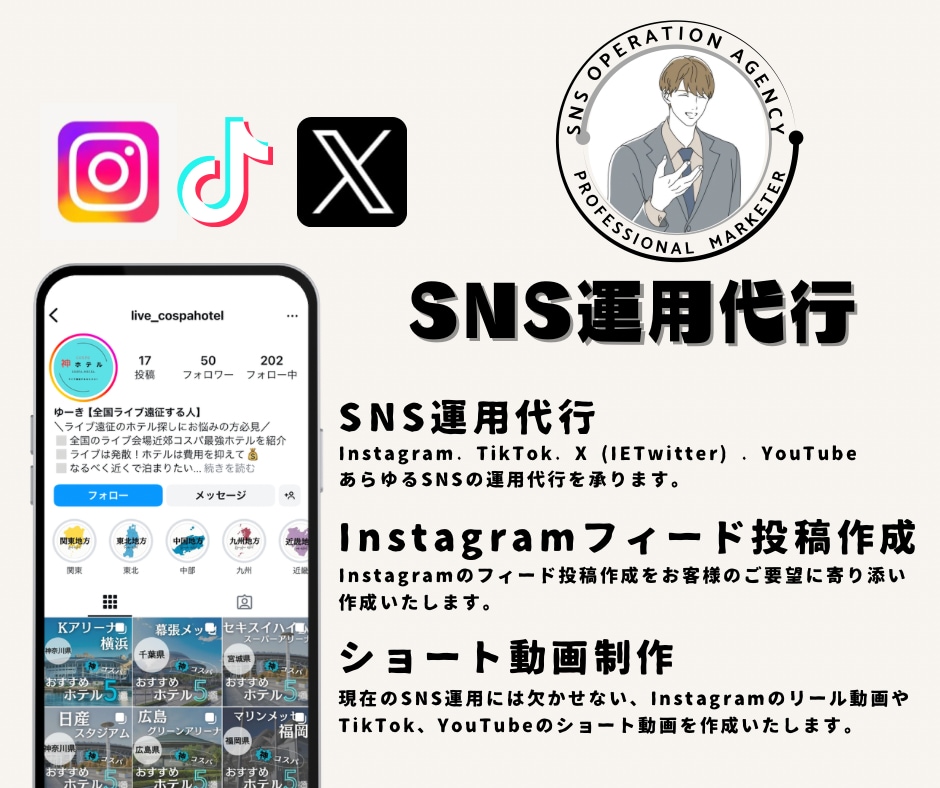 多ジャンルのSNS運用代行承ります Webマーケのプロ！SNSのことならお任せ下さい！ イメージ1