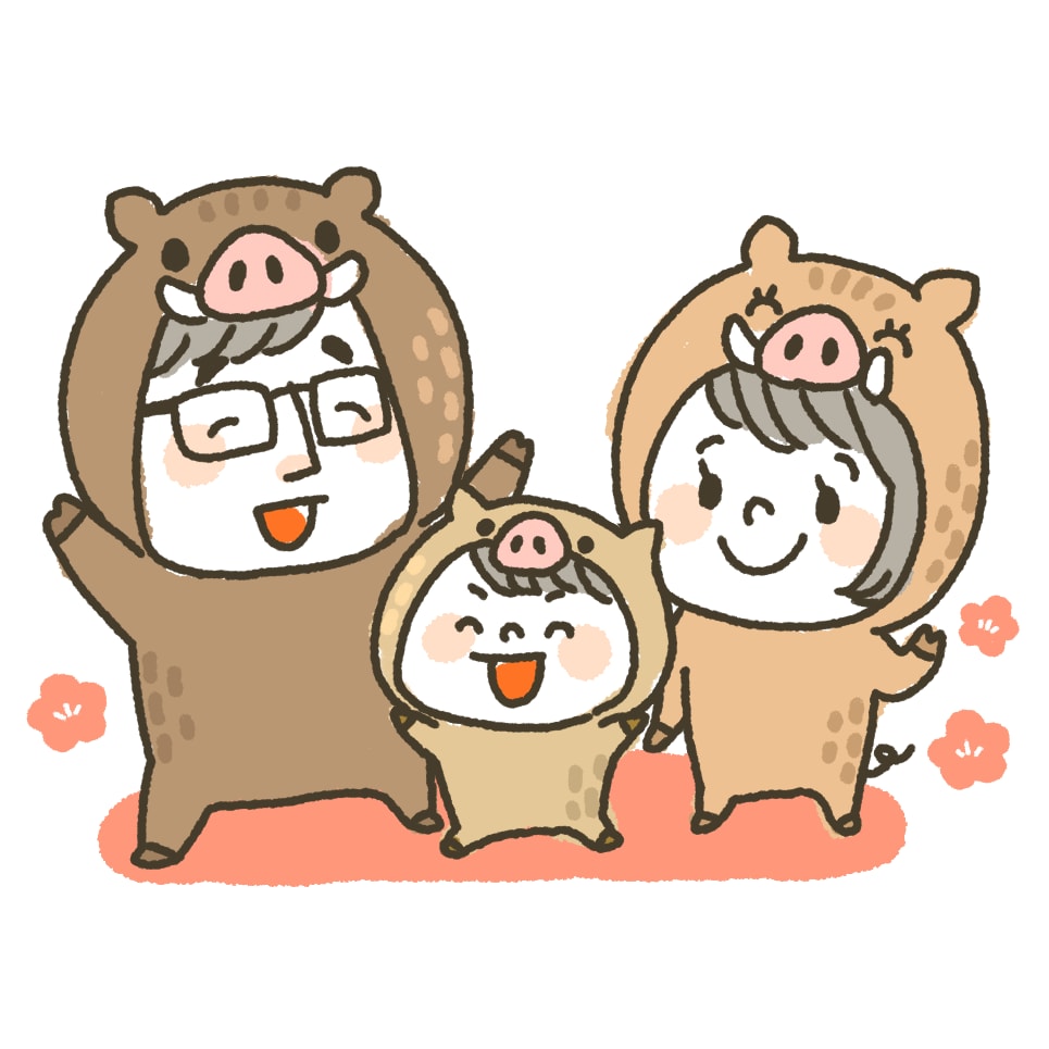 年賀状用【亥】かわいい似顔絵描きます 2019年の年賀状に♪亥の着ぐるみ似顔絵はいかがですか？ イメージ2