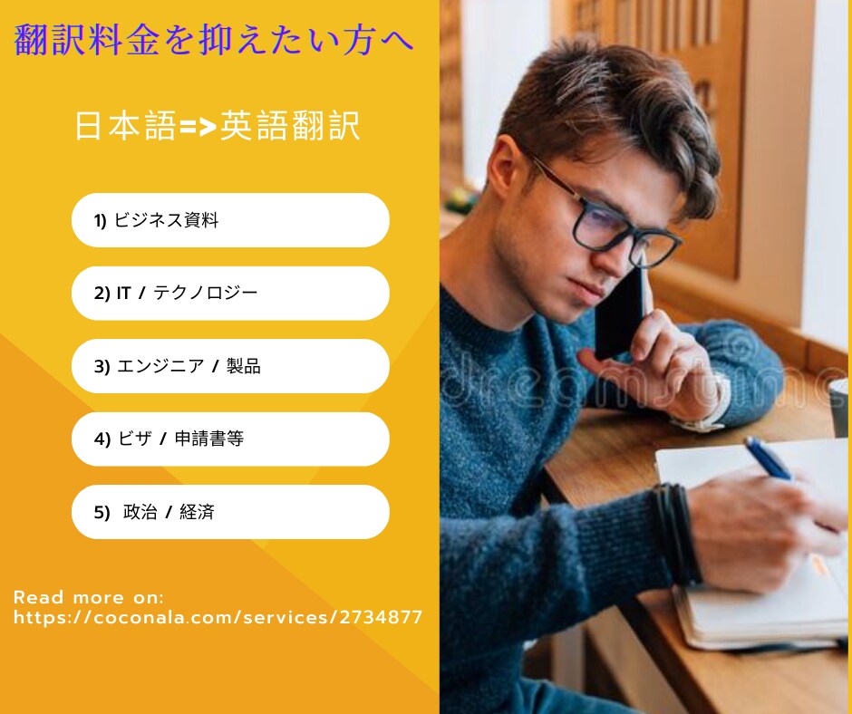 ビジネス・特許、専門分野の英語翻訳、校正します ● 高品質 | ネイティブレベルのプロがサポート● イメージ1