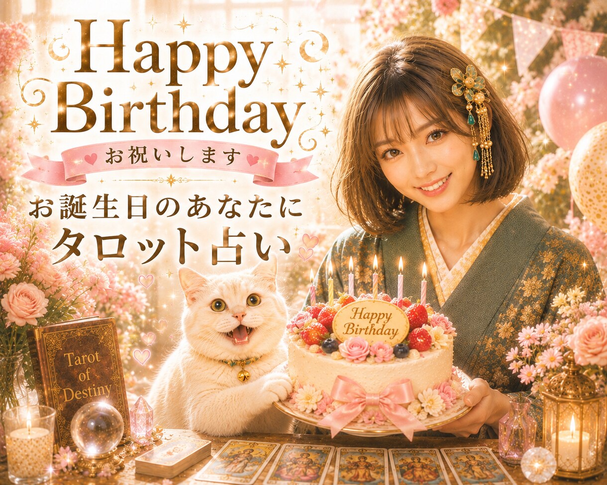 今夜は特別な日♡あなたのお誕生日をお祝いします お誕生日に幸運を引き寄せるタロット占い イメージ1
