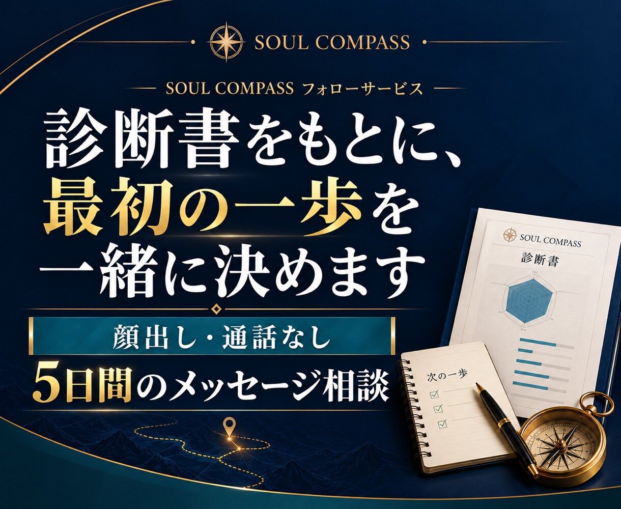 診断書をもとに、最初の一歩を一緒に決めます 顔出し・通話なし。5日間のやり取りで7日間の行動メモまで イメージ1