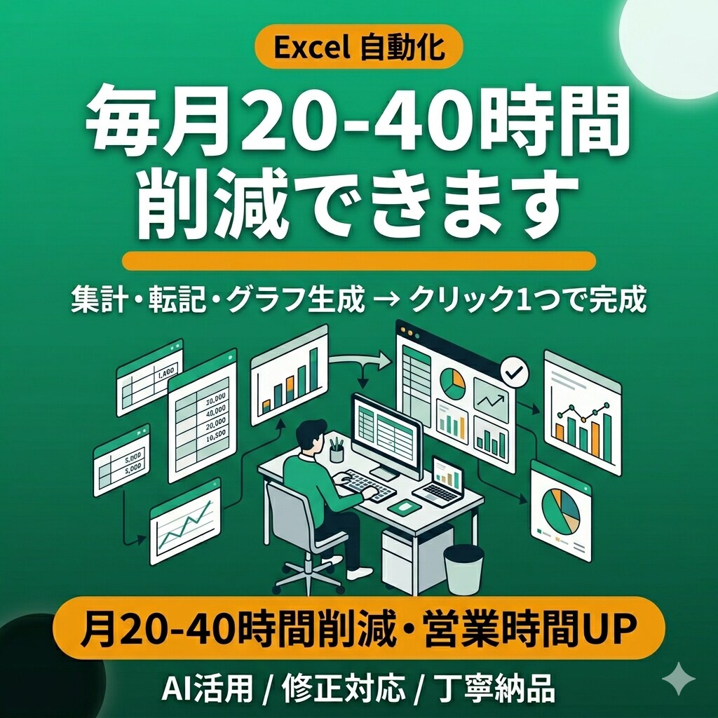 Excelの転記・集計を自動化します 毎月の定型業務を自動化で時短！ イメージ1
