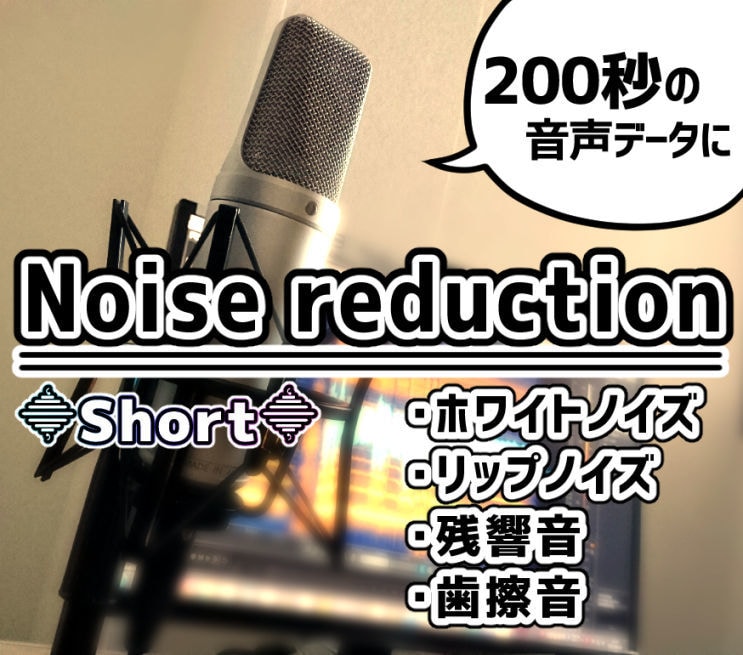 パートボイス等、短い音声データのノイズ処理をします セリフなど、20秒以内の音声データ×10本分まで！ イメージ1