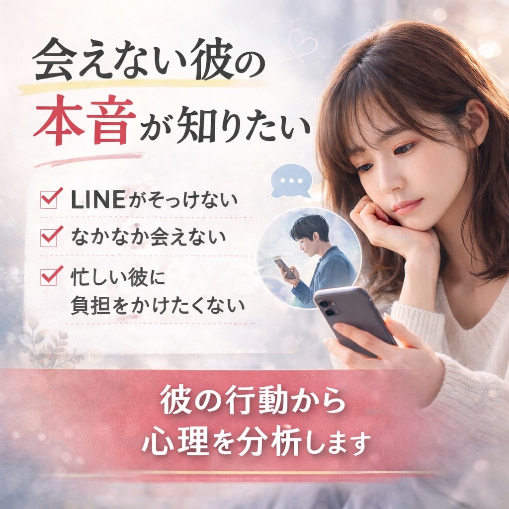 会えない恋愛の彼の心理分析します 連絡頻度が少ない彼の本音を分析 イメージ1