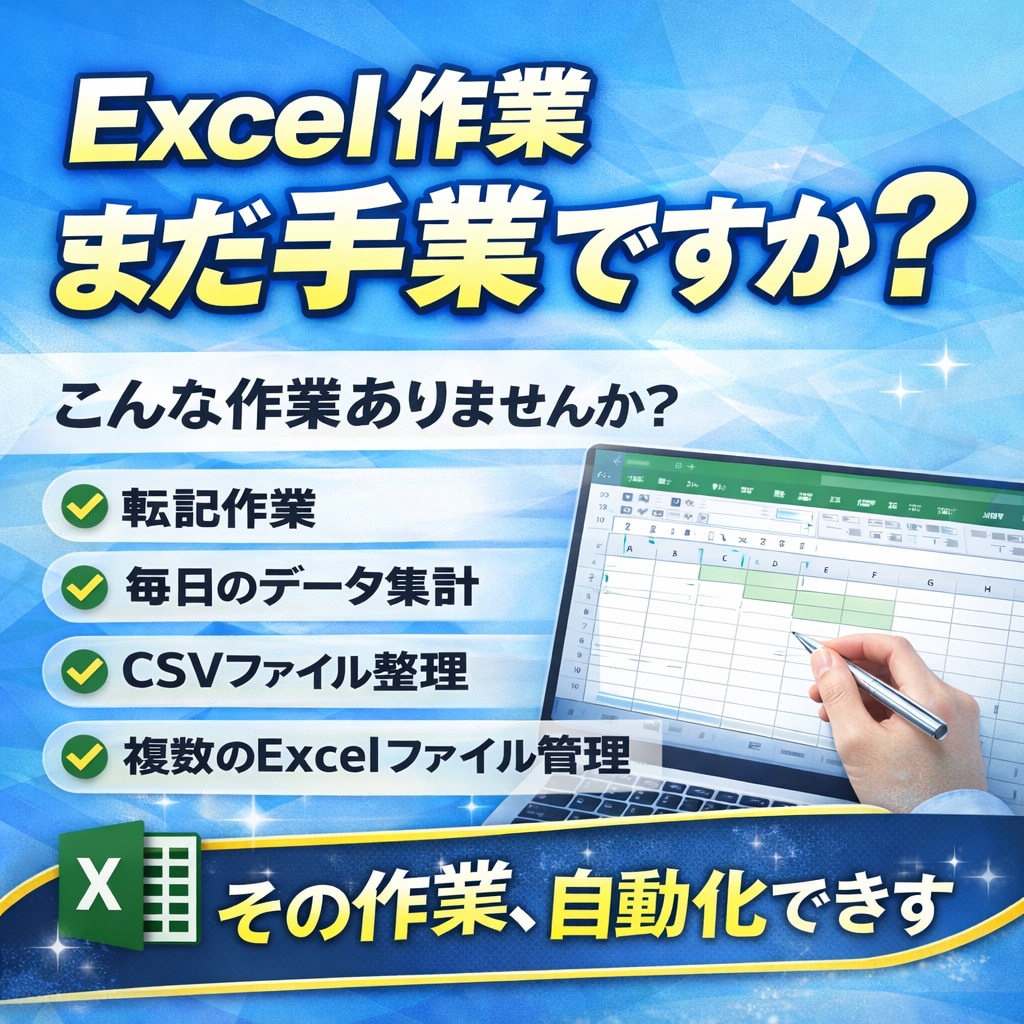 Excelを自動化！手作業を無くします 自動化実績35件！転記・集計・整理を完全自動化します イメージ2