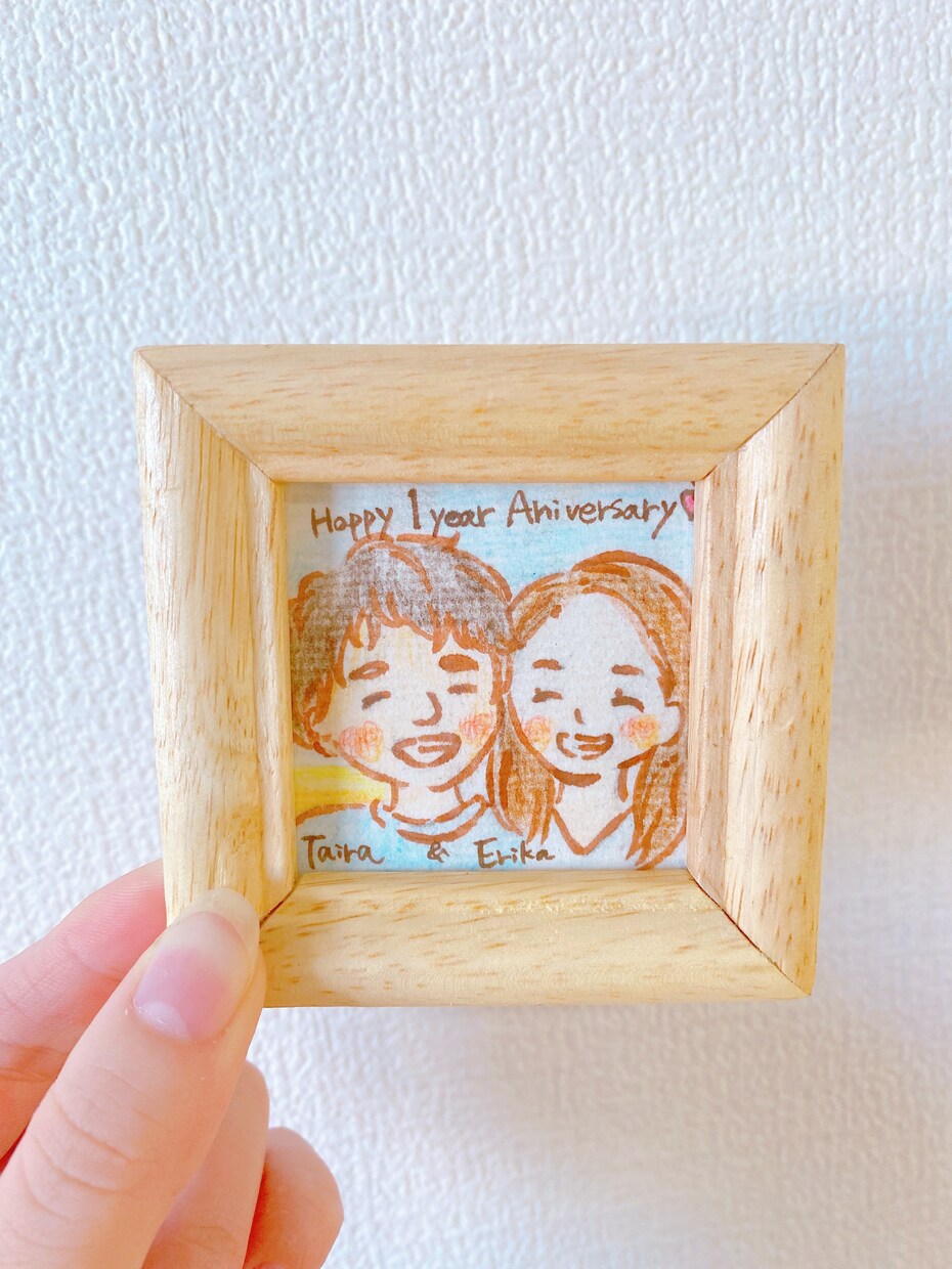 色鉛筆でゆるく可愛い似顔絵を描きます 【フレーム付き・郵送料込み】誕生日や記念日のプレゼントに イメージ3