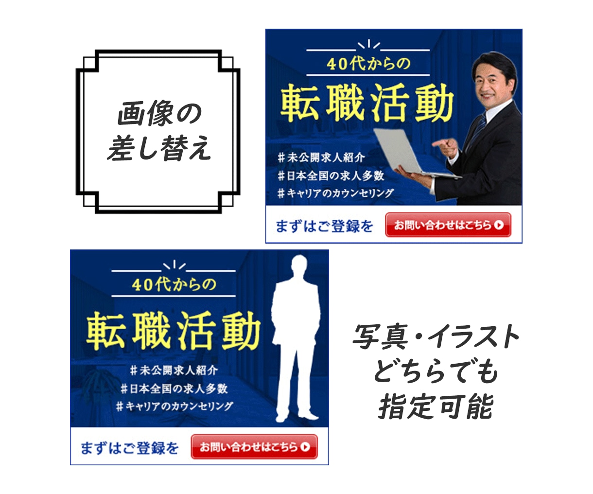 格安WEBバナー画像制作　ラフ３点無料で提案します 初心者様、大歓迎です。お困りごと、お気軽にご相談ください イメージ5