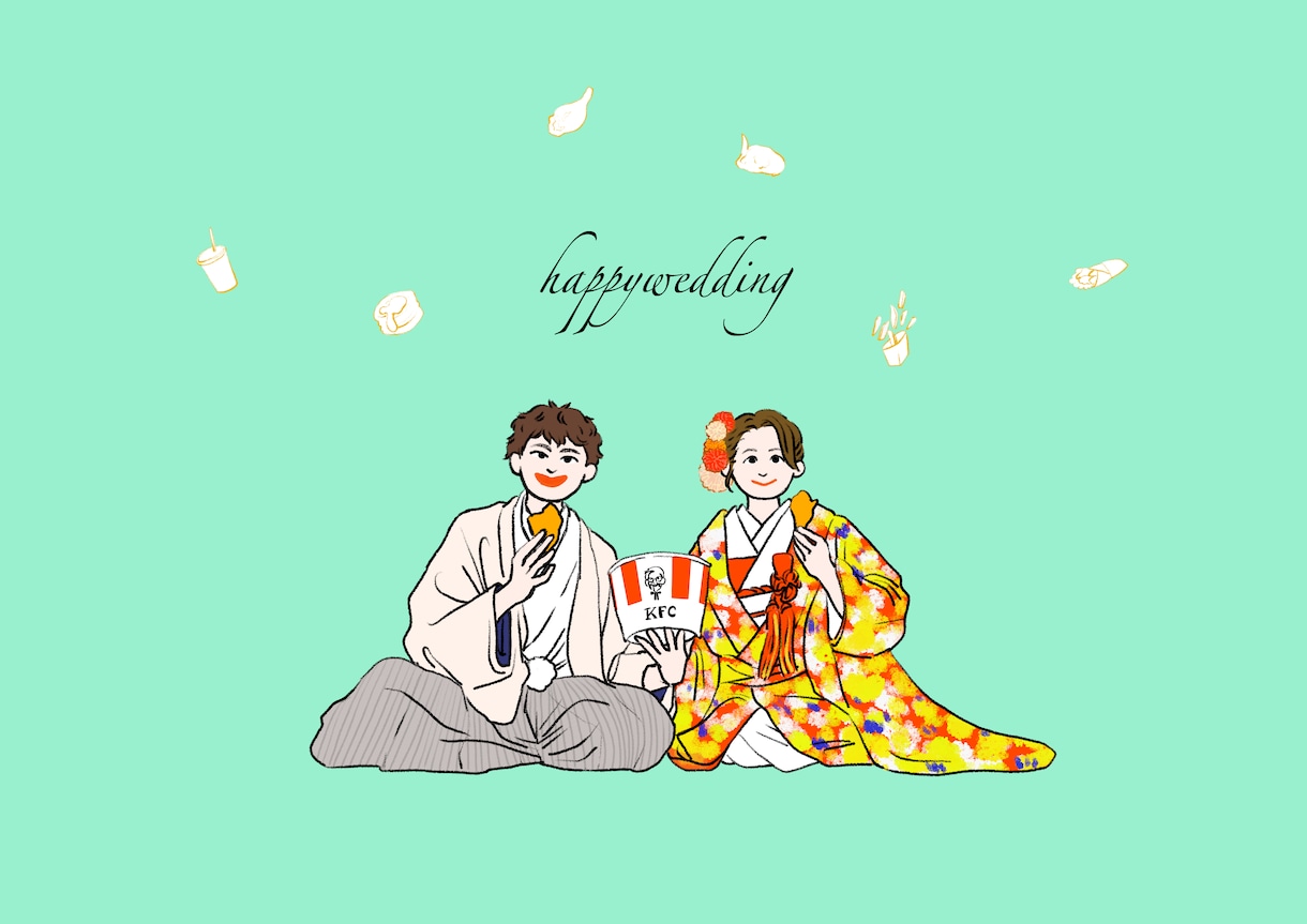 ウェルカムボード、似顔絵、アイコン、挿絵描きます ★結婚式、名刺やwebの挿絵、記念日に★初めての方も大歓迎♪ イメージ1