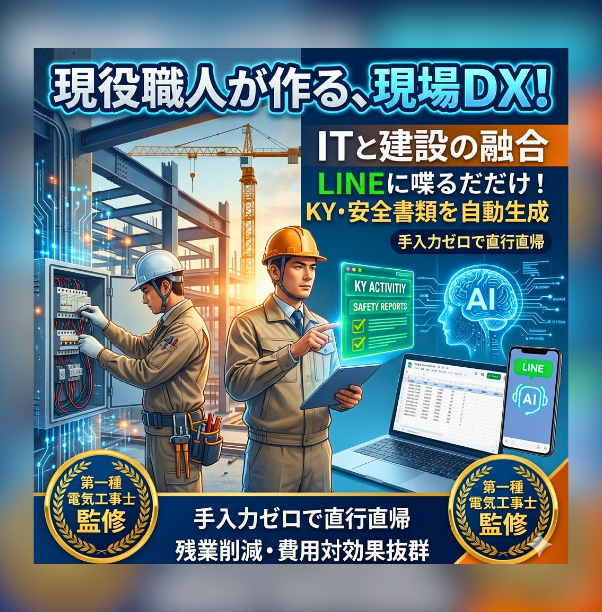 LINEで話すだけ！KY・ヒヤリ自動化します 手入力ゼロ！LINEに喋るだけで現場のKY・ヒヤリが完成 イメージ1