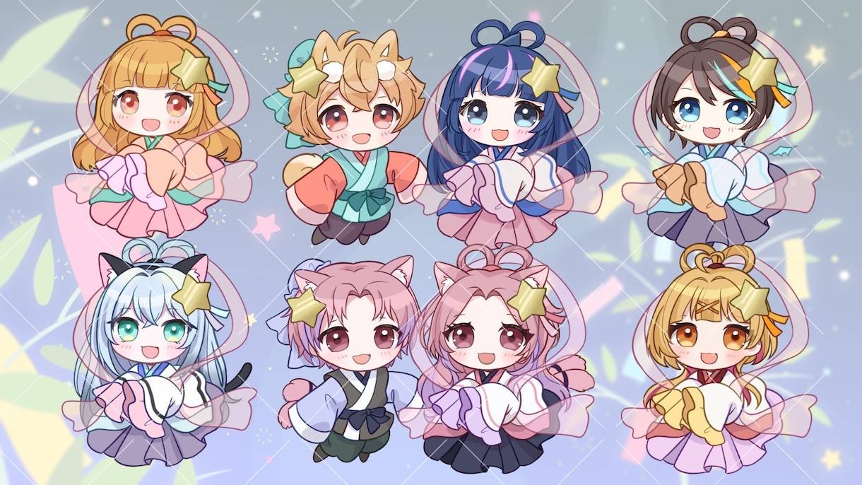 七夕のイラスト～織姫と彦星のSDイラスト制作します 七夕まつりに★単体もペアもおすすめです イメージ1