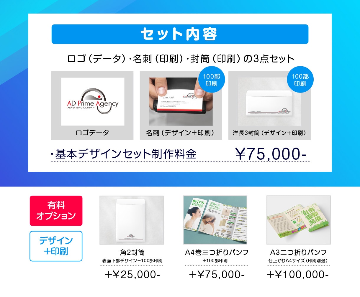 スタートUPオフィス3点セット！一括でお作りします まず必要な【ロゴ・名刺・封筒】プロに頼めて高コスパ・高品質！ イメージ4