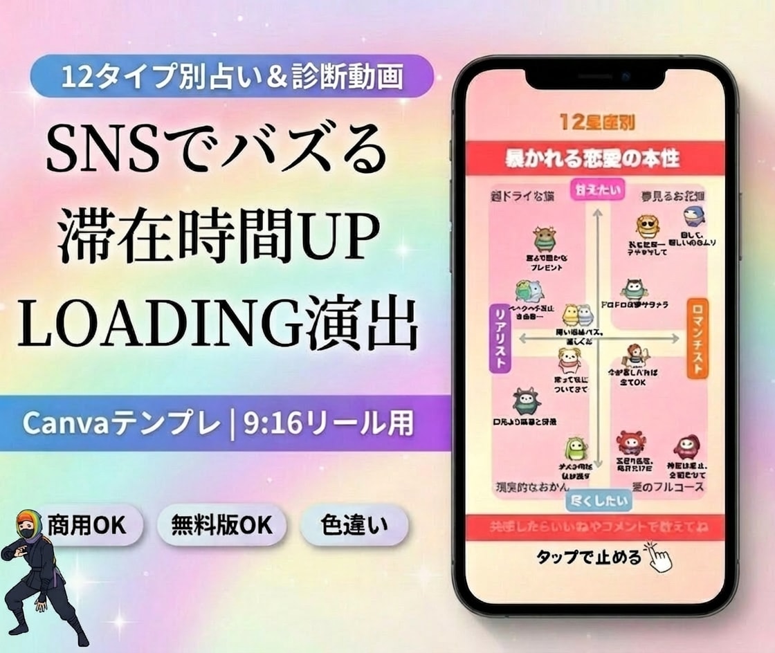 フォロワ獲得を加速させるリール動画テンプレ送ります 12タイプ別！人気の分布型＆2軸のマトリクス動画で集客アップ イメージ1