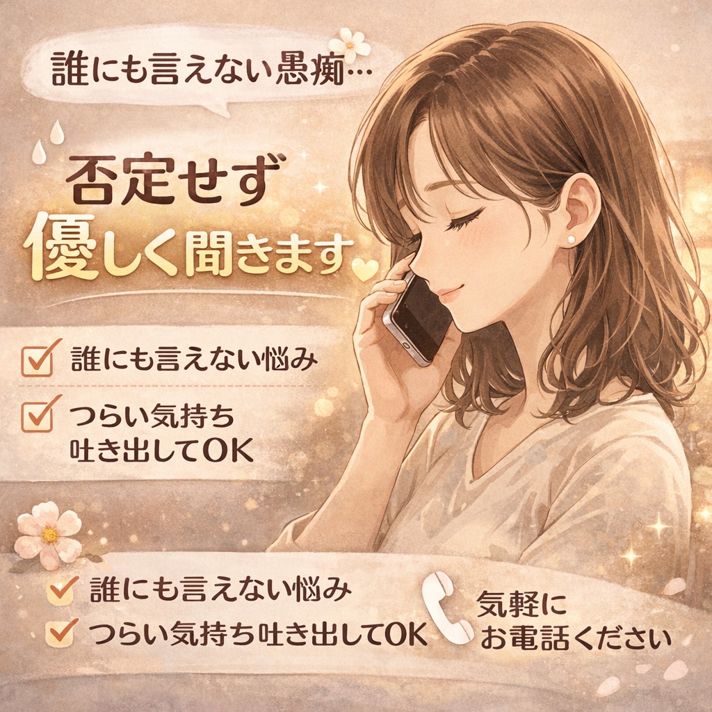 愚痴・ストレス吐き出してください。聞きます 否定しない傾聴を大切にしています。愚痴・雑談・恋愛相談OK！ イメージ1