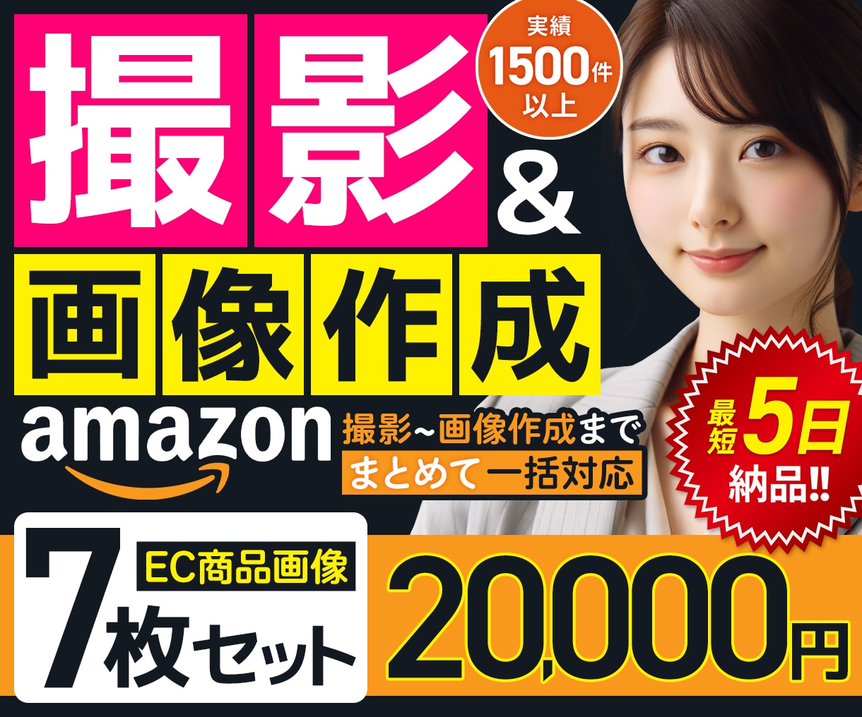 プロにお任せ！アマゾンの商品撮影と画像を構築します 当社のプロチームが撮影から画像制作まで一気通貫で仕上げます。 イメージ1