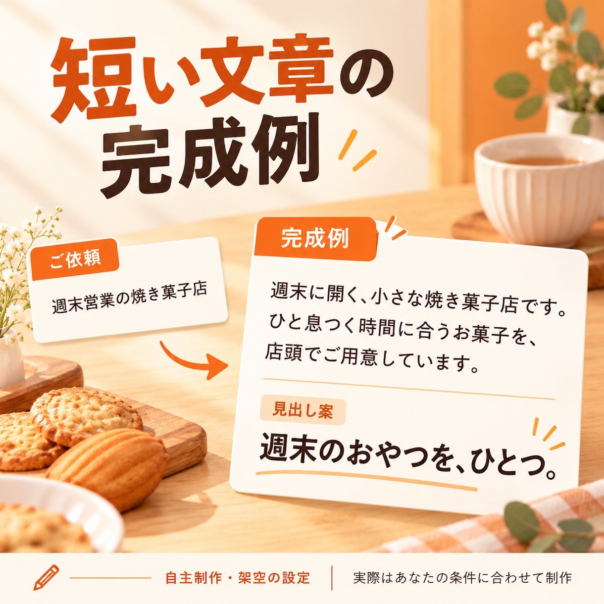 あなた向けの短い文章を私が作ります 用途・読者・伝えたいことに合わせて1本作成 イメージ2