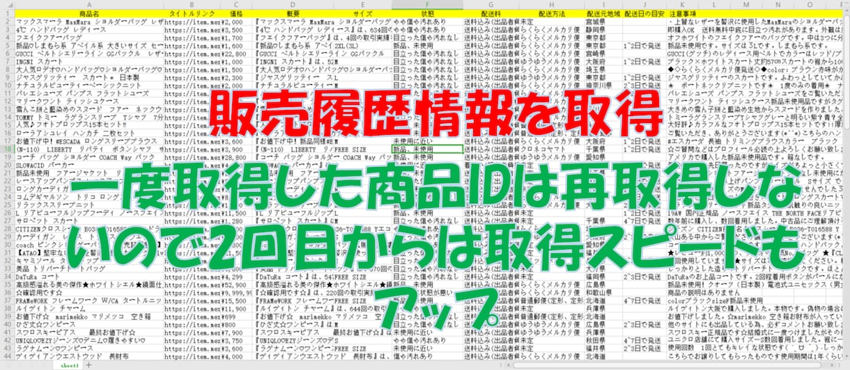 メルカリの販売履歴を簡単に取得して見せます メルカリで売るのはいいけど確定申告が大変！！！そんなあなたに イメージ2