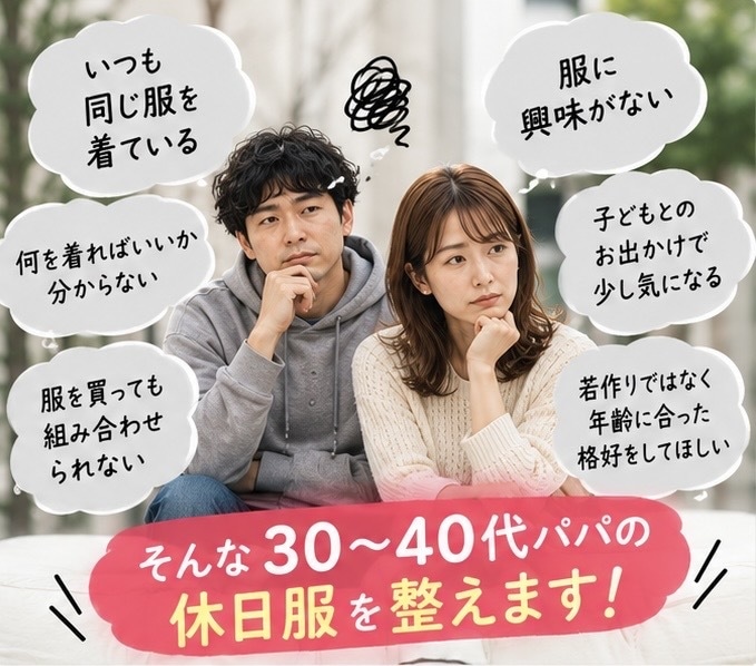 30〜40代パパの休日服を提案します 服選びが苦手なパパも安心。手持ち服で休日コーデをご提案 イメージ3