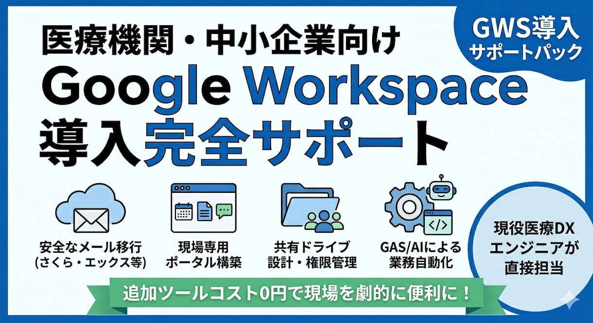 GoogleWorkspace完全導入を支援します 現役医療DX担当が実践！GWS導入＋現場が即活用できる！ イメージ1