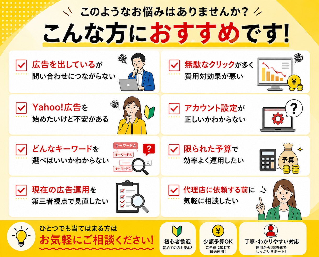 Yahoo!広告を改善・運用代行します 【広告費30万円以内】の方におすすめ！初めてでもOK！ イメージ2