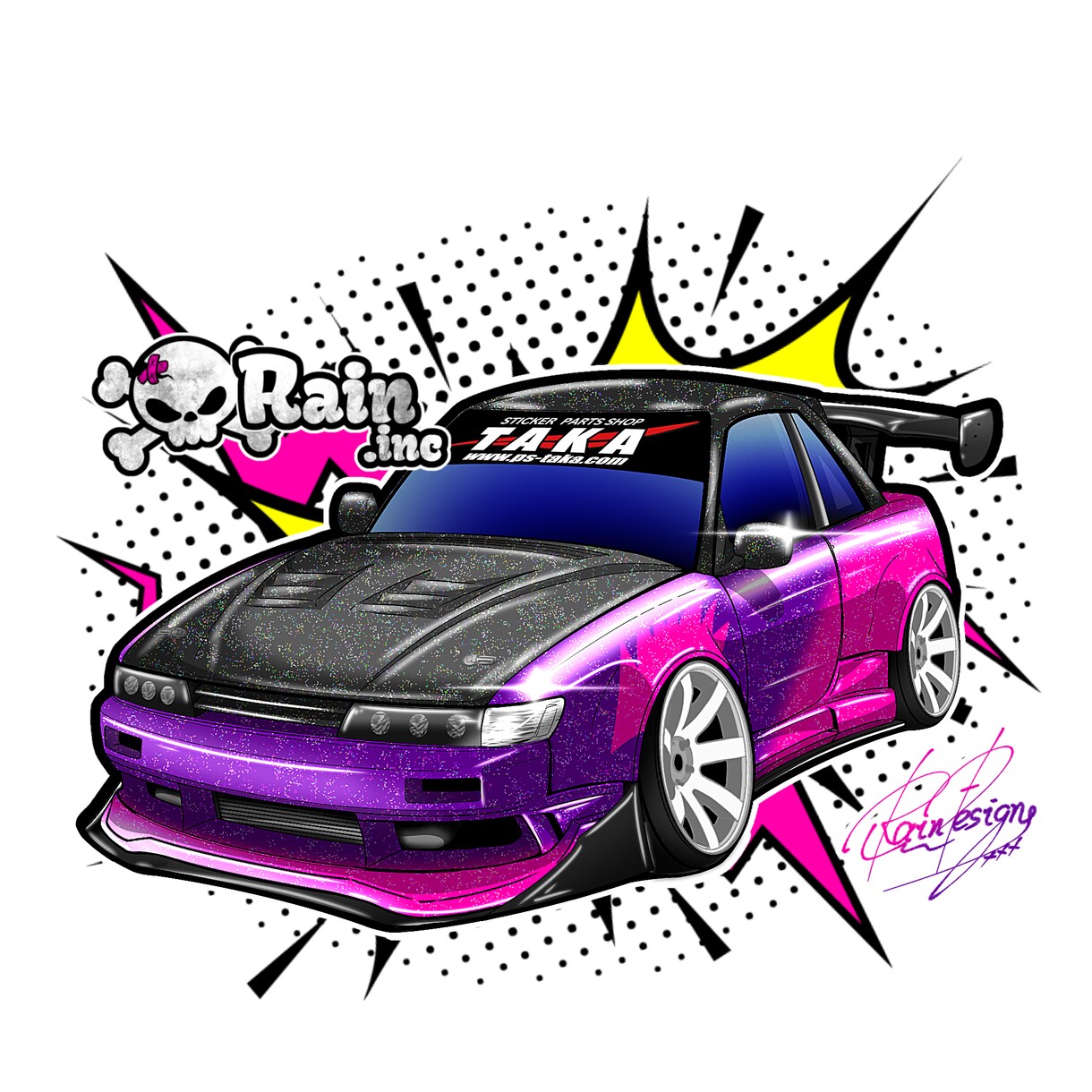 愛車とオーナーのイラスト描きます RAINオリジナルのカッコかわいいシャコタンなクルマ！ イメージ5
