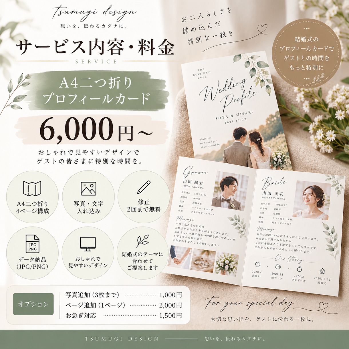 結婚式のプロフィールカードをデザインします お二人らしさを詰め込んだプロフィールカード イメージ4
