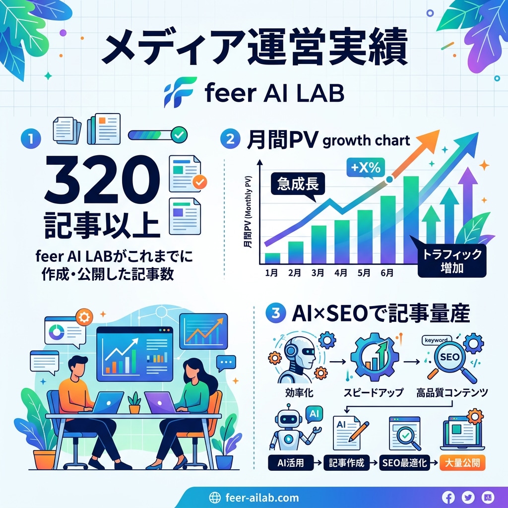AI記事量産の仕組みごとメディアを構築します 320記事以上運営の実績。AI×SEOメディアを丸ごと納品 イメージ5