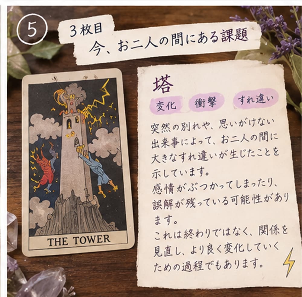 彼の気持ちと二人のこれから☆タロットで占います 大アルカナ4枚で彼の気持ちと復縁の可能性を占います イメージ5