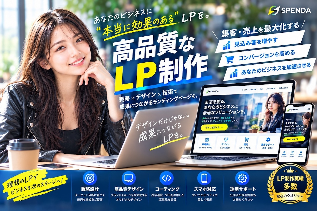 成果につながるLPを制作します デザインからコーディングまで一貫対応します イメージ1