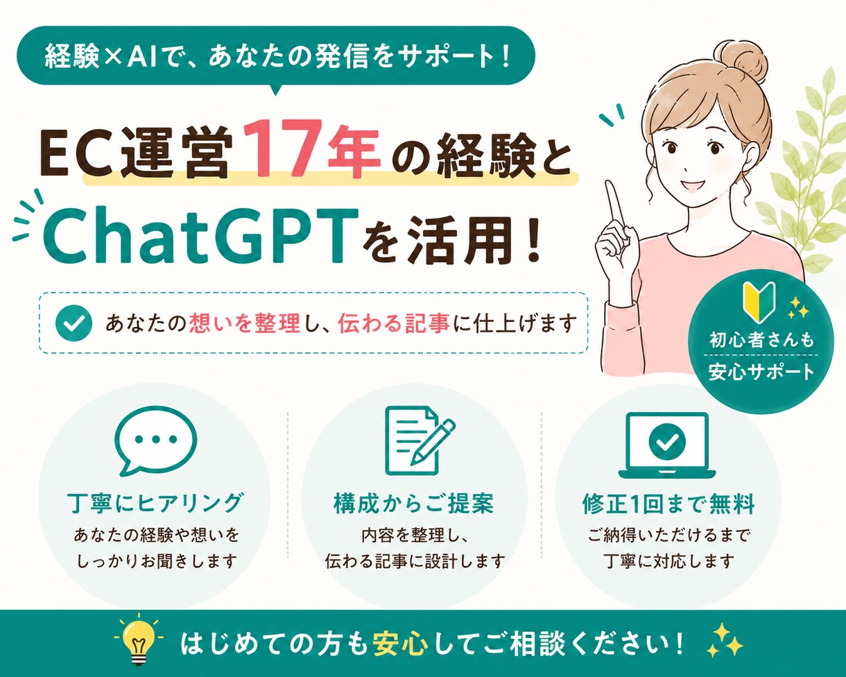 あなたの体験を読まれるnote記事に整えます ChatGPTも活用しながら発信の悩みを整理します イメージ4