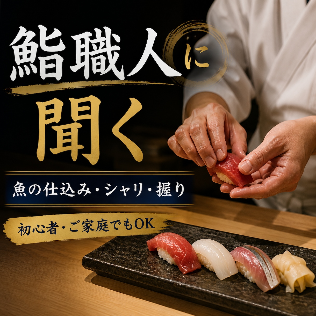 鮨職人が魚の仕込み・握りの疑問に答えます 昆布締め・酢締め・漬け・シャリ・握りチャットで相談乗ります。 イメージ1