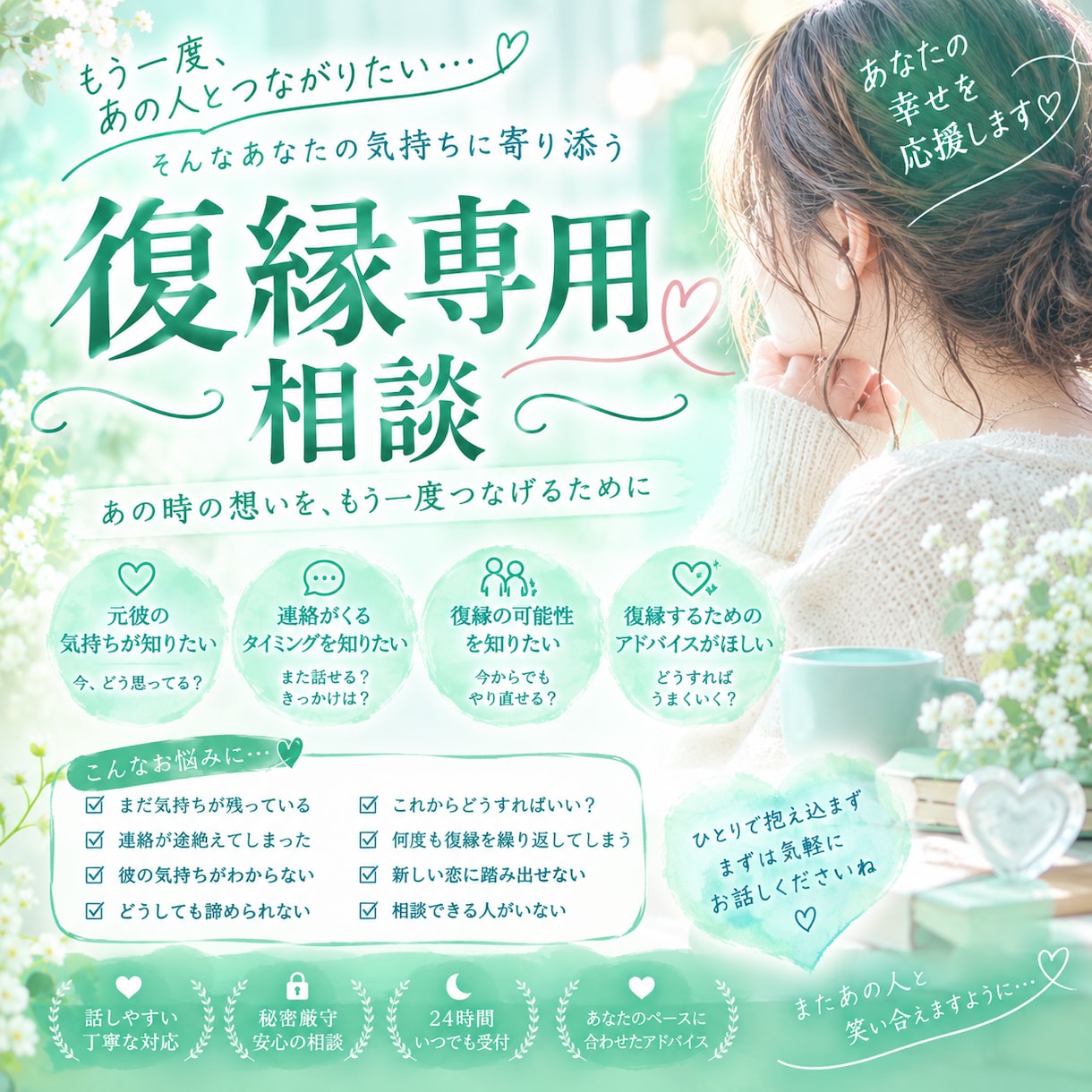 復縁したい彼とのこと一緒に考えます 復縁専門♡連絡？待つ？彼との関係を一緒に整理します イメージ1