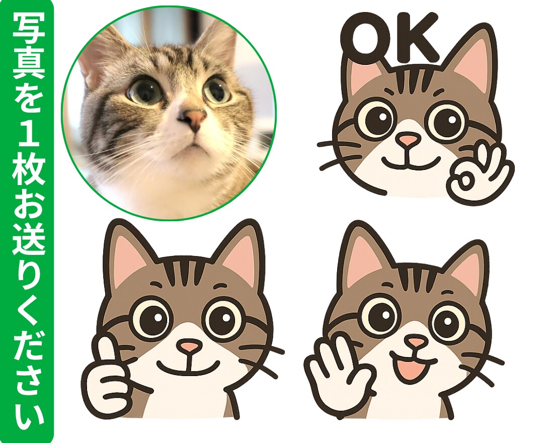 猫ちゃん、わんちゃんのLINEスタンプ作成します 写真を1枚送るだけ。ペットの似顔絵スタンプ8個♡商標利用可 イメージ4