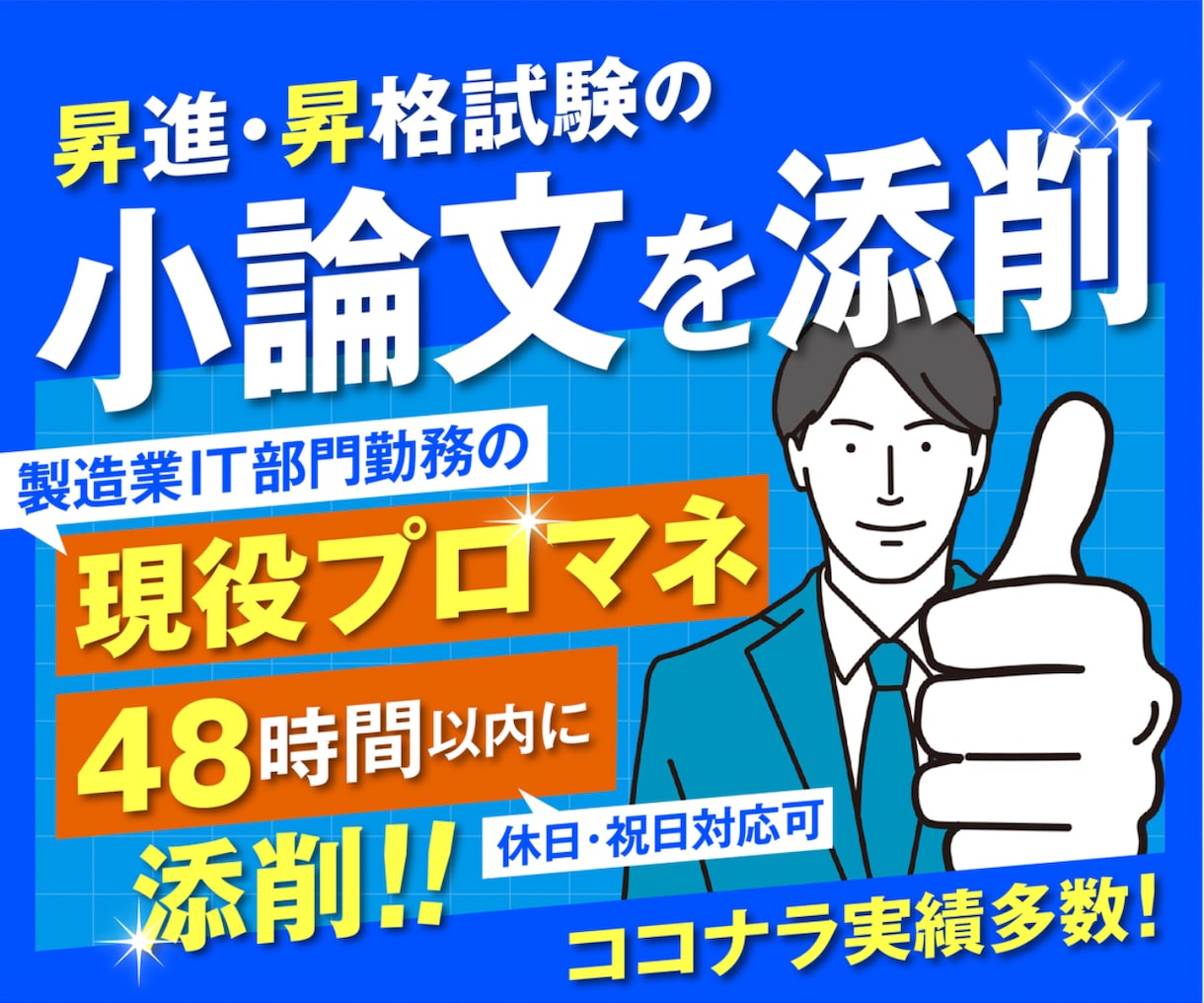 昇進・昇格論文を48時間以内に添削します 大企業会社員が実体験を踏まえて昇進試験の小論文を添削 イメージ1