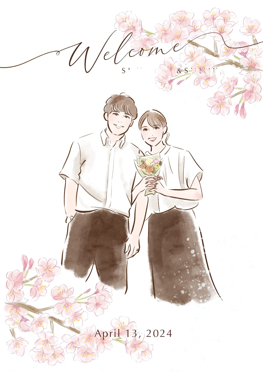 華やかで優しい結婚式ウェルカムボードを描きます ♡お写真をイラストにしてデータ納品いたします イメージ9
