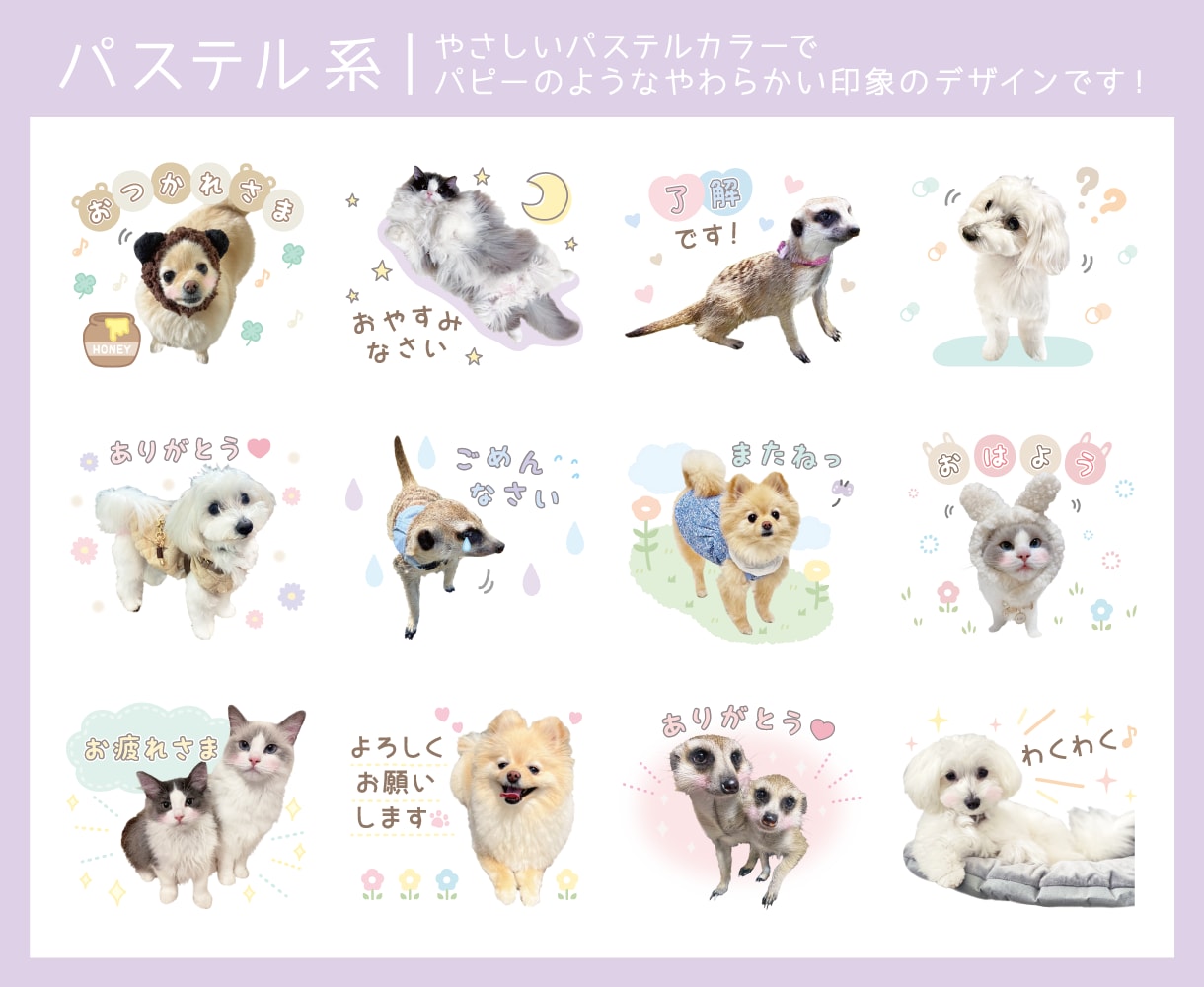 8個〜！写真でLINEスタンプ作成します 大切なペットのお写真を可愛くアレンジしてスタンプにします！ イメージ6