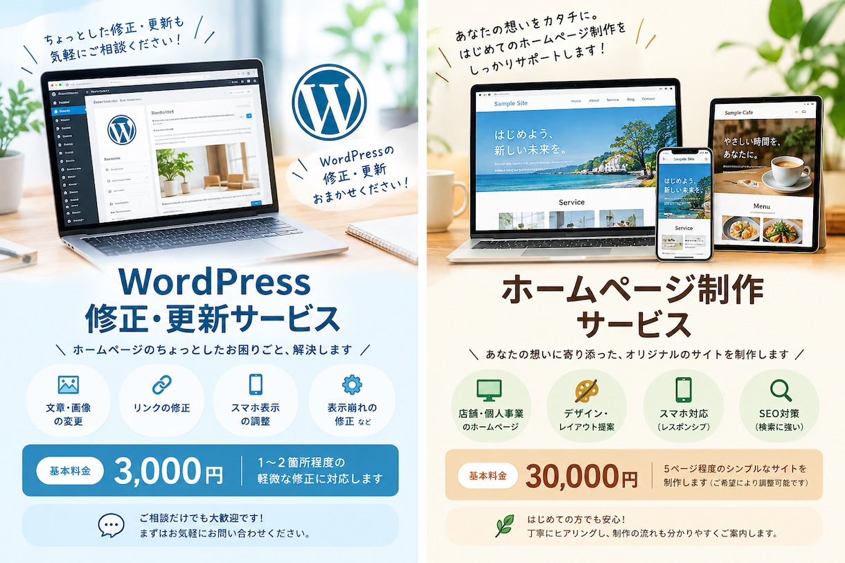 初めてでも安心！お任せできるホームページ制作します はじめての方におすすめ！気軽に持てるあなたのホームページ！ イメージ1