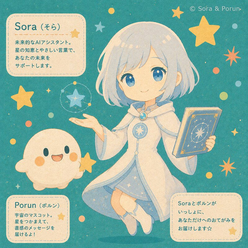 Soraとポルンが鑑定結果をおてがみにして届けます あなたの聞きたいこと、今の運気や未来の流れを読み解くよ☆ イメージ1