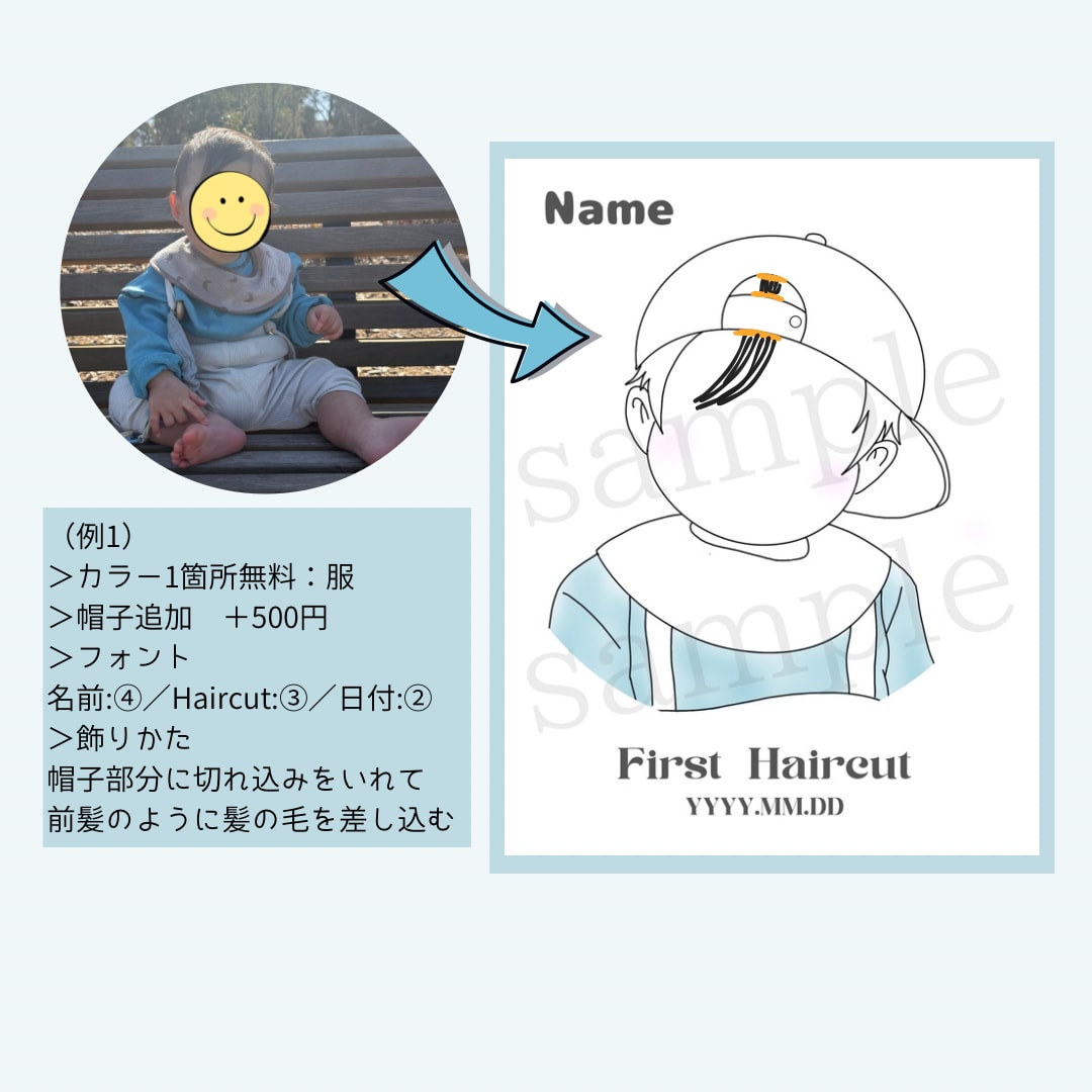 写真をファーストカットの線画イラストにします 思い出のお洋服の柄も再現いたします イメージ2